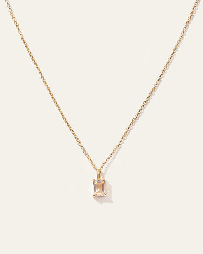 Emerald Cut Topaz Sol Pendant Necklace - One Size / Gold Vermeil