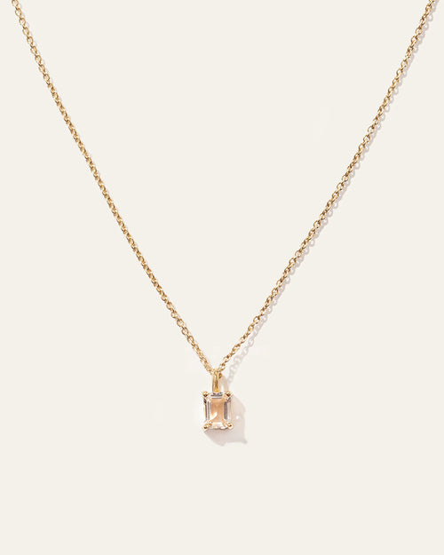 Emerald Cut Topaz Sol Pendant Necklace - One Size / Gold Vermeil