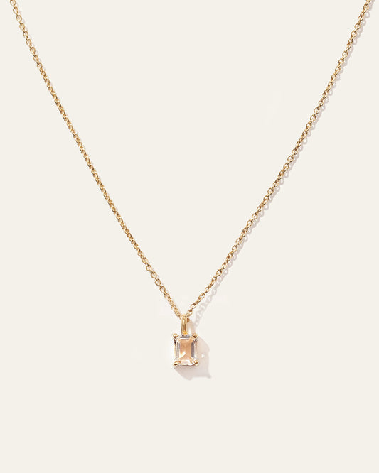 Emerald Cut Topaz Sol Pendant Necklace - One Size / Gold Vermeil