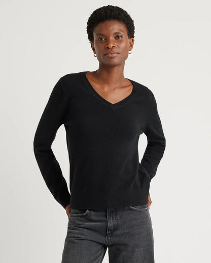Mongolian Cashmere V-Neck Sweater - XS / Rich Burgundy