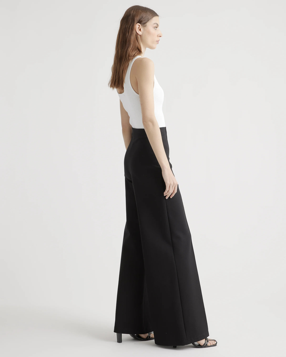Ultra-Stretch Ponte Super Wide Leg Pants - XS / Black