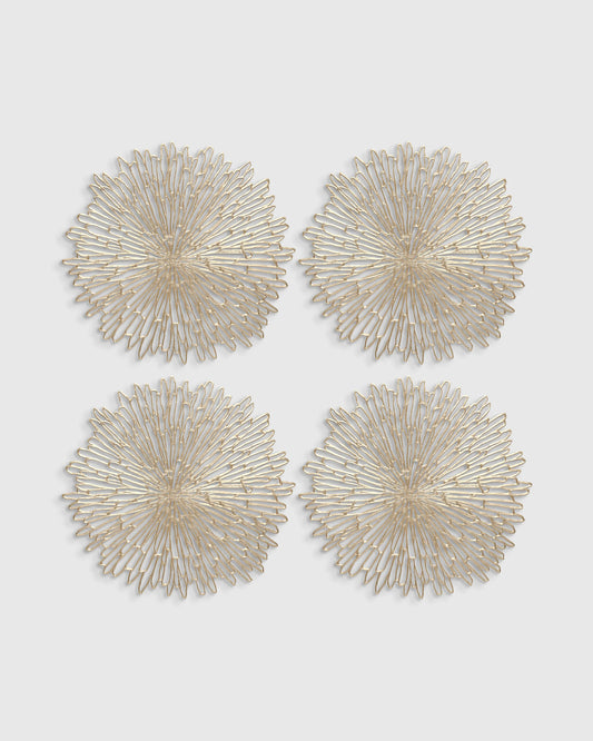Pressed Bloom Placemats, Set of 4 by Chilewich - One Size / Champagne
