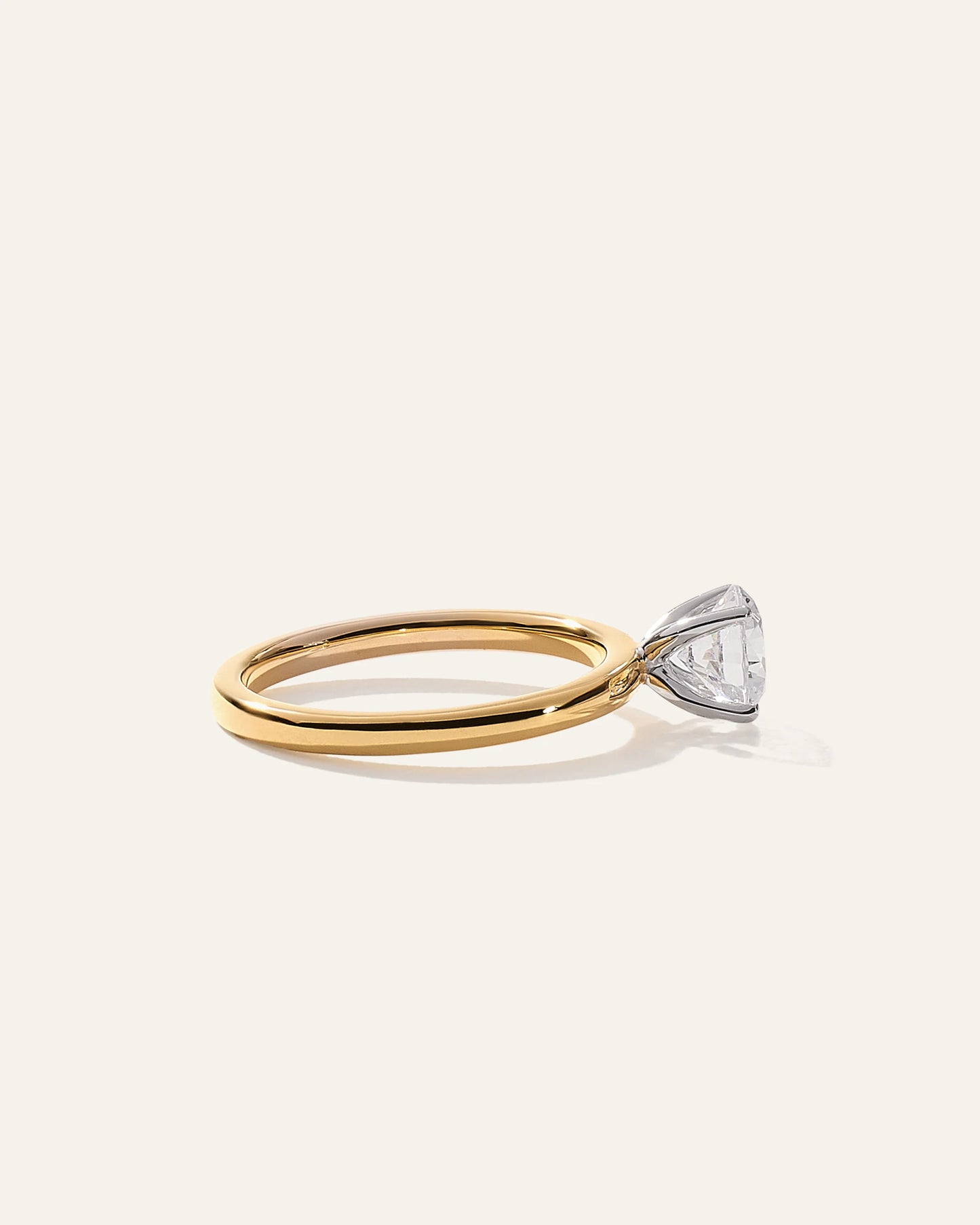 Lab Grown Diamond Round Comfort Fit Engagement Ring - 1ct - 4 / Yellow Gold