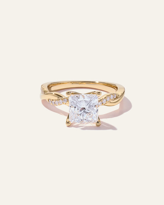 Lab Grown Diamond Princess Twisted Engagement Ring - 2ct - 4 / Yellow Gold