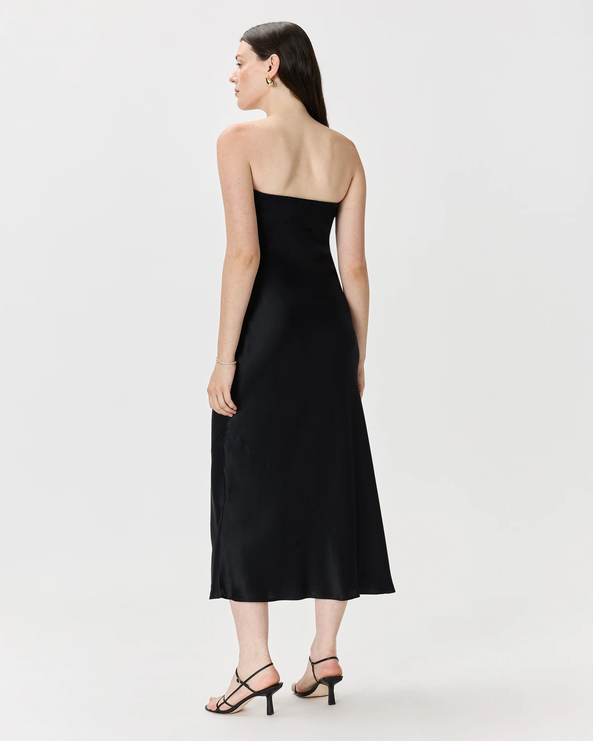 100% Washable Silk Strapless Midi Dress - XS / Hot Fudge