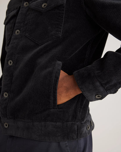 Organic Stretch Corduroy Trucker Jacket - S / Seaweed