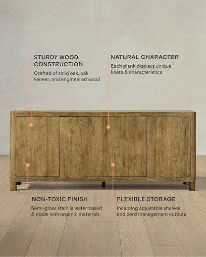 Rustic Oak Sideboard - One Size / Natural