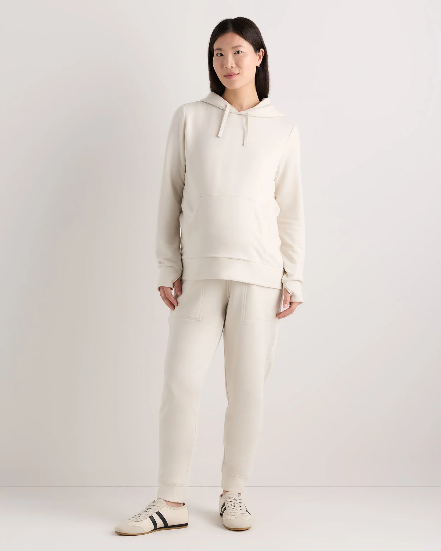 SuperSoft Fleece Maternity & Nursing Hoodie - XS / Off-White