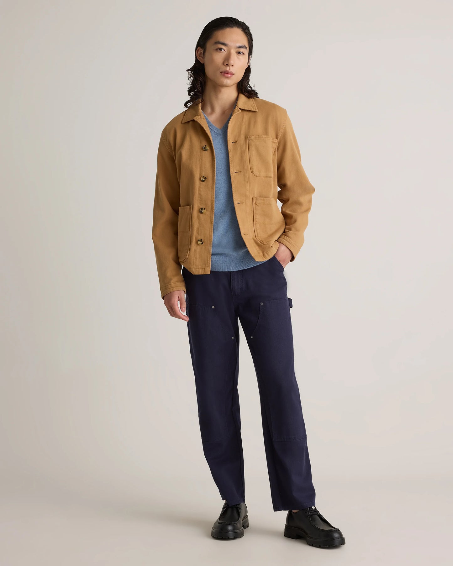 Mongolian Cashmere V-Neck Sweater - S / Oatmeal