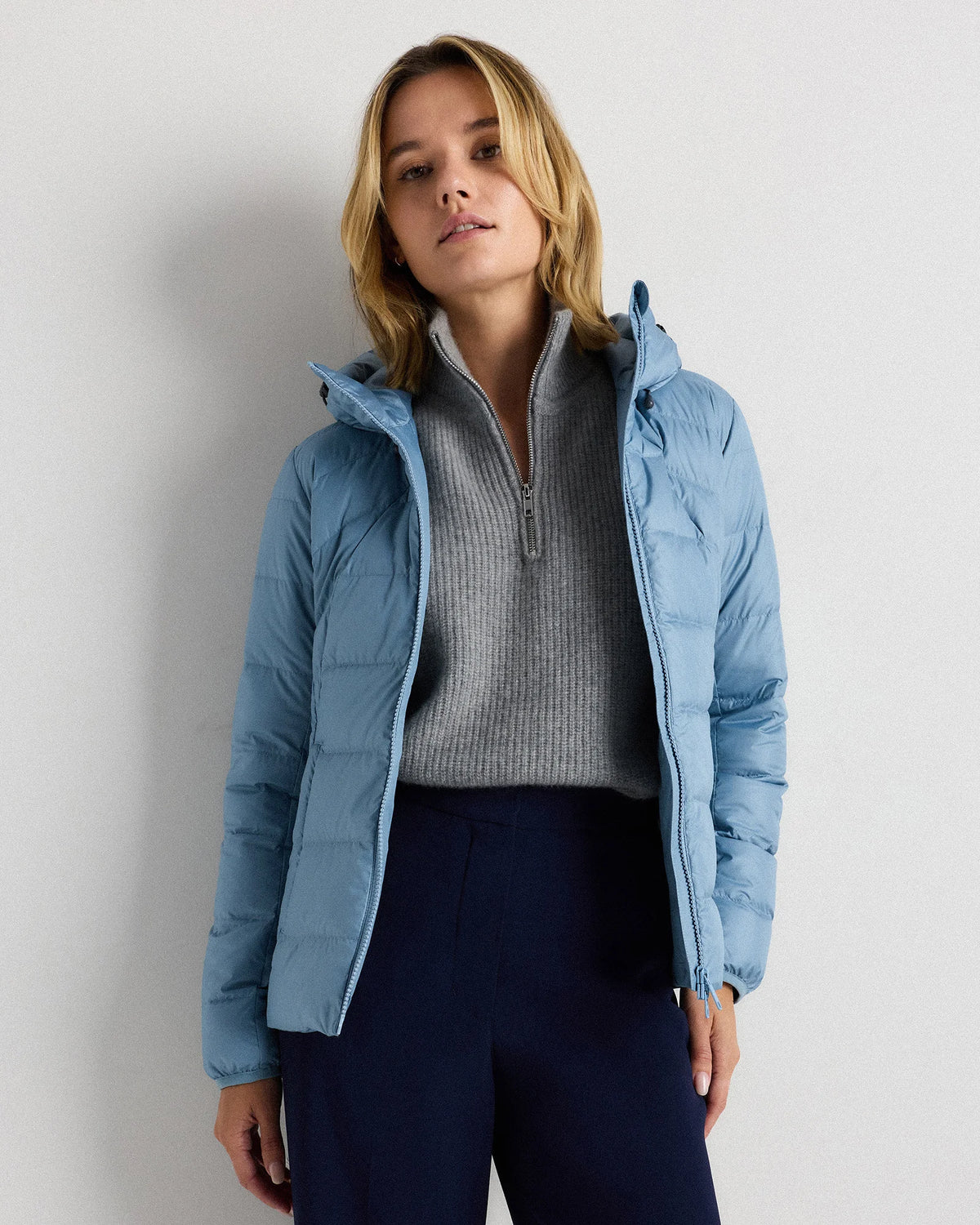 Lightweight Down Packable Puffer Hooded Jacket - XS / Navy