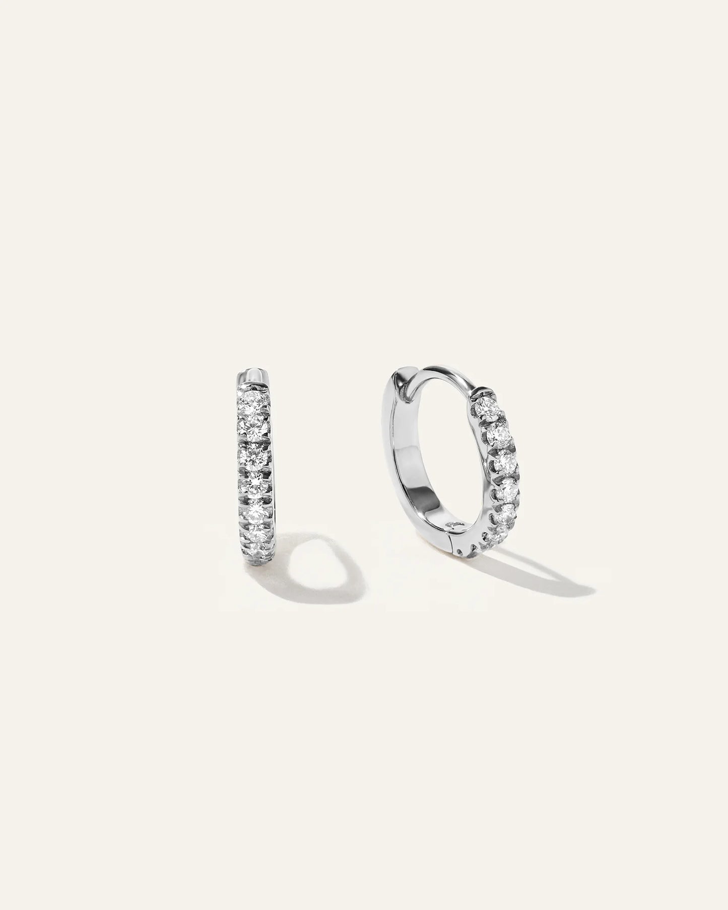 14K Gold Pave Diamond Second Piercing Tiny Huggie - Pair - One Size / Yellow Gold