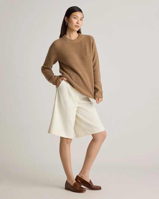 Mongolian Cashmere Fisherman Crewneck Sweater - XS / Teak