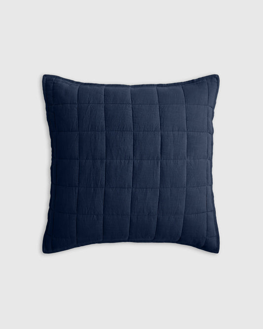 European Linen Box Quilted Euro Sham - Euro / Navy