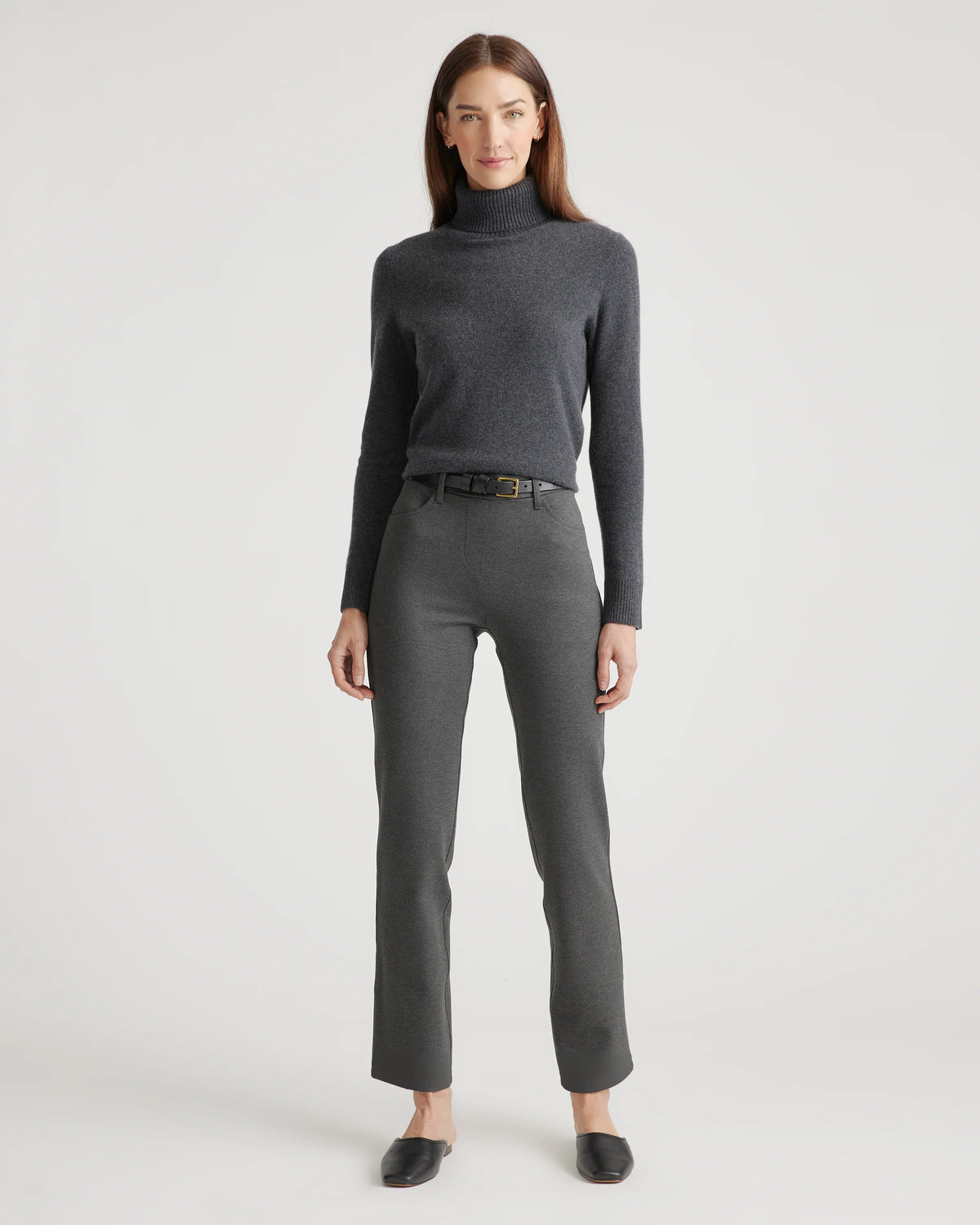 Ultra-Stretch Ponte Straight Leg 4-Pocket Pants - XS / Black