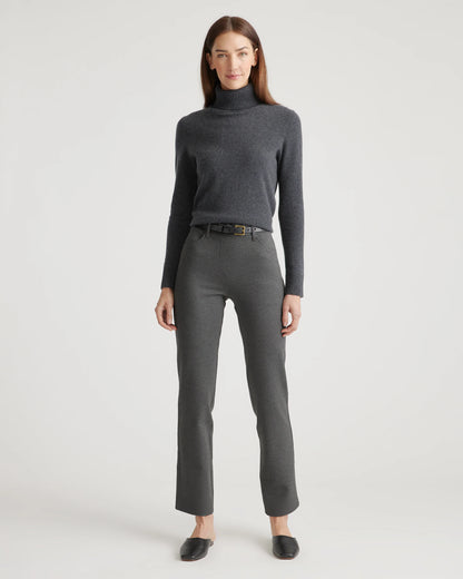 Ultra-Stretch Ponte Straight Leg 4-Pocket Pants - XS / Navy