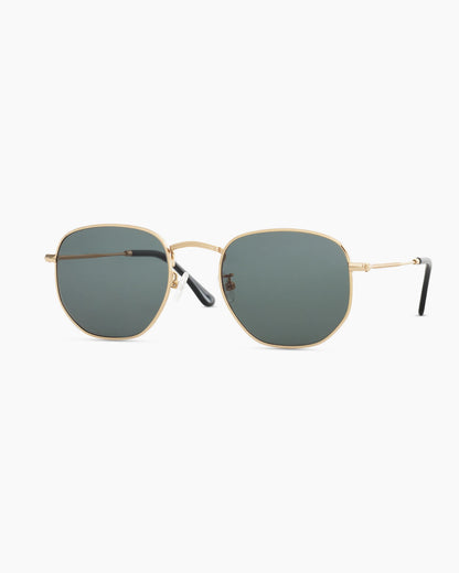 Leighton Polarized Stainless Steel Sunglasses - One Size / Gold with Green lens