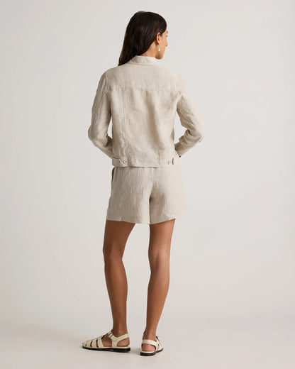 100% European Linen Jacket - XS / Flax