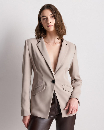 Stretch Crepe Cinched Waist Blazer - XS / Sand
