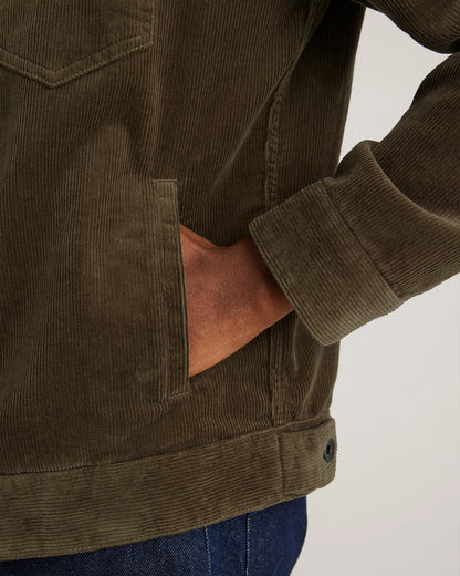 Organic Stretch Corduroy Trucker Jacket - S / Seaweed