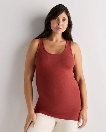 Bamboo Rib Maternity Scoop Neck Tank - XS / Deep Navy