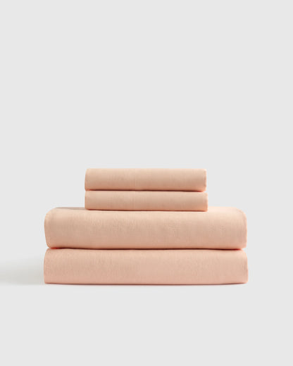 European Linen Sheet Set - Twin / Peach
