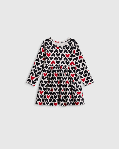 Organic Cotton Long Sleeve Fit and Flare Pocket Dress - 12-18M / Purple Poppy Garden
