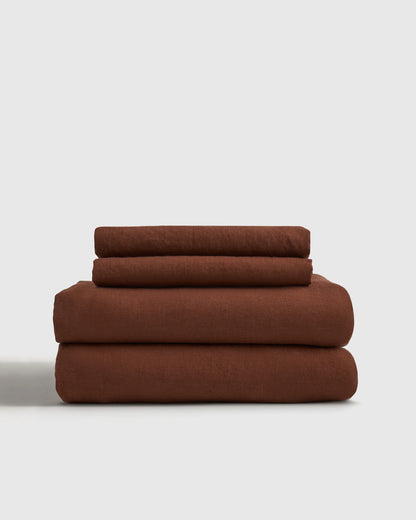 European Linen Sheet Set - Twin / Peach