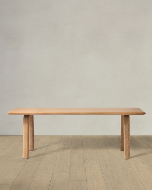 Solid Wood Dining Table with Rounded Legs - One Size / Natural Oak