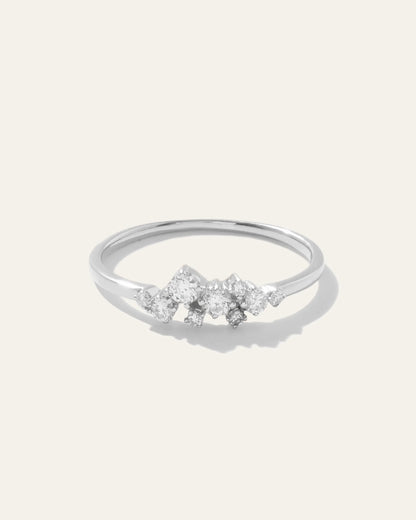 14K Gold Diamond Scatter Ring - 4 / White Gold