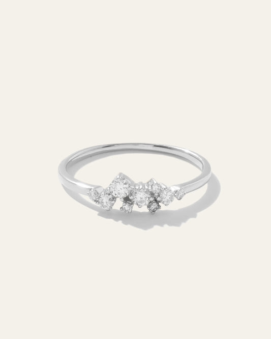 14K Gold Diamond Scatter Ring - 4 / White Gold