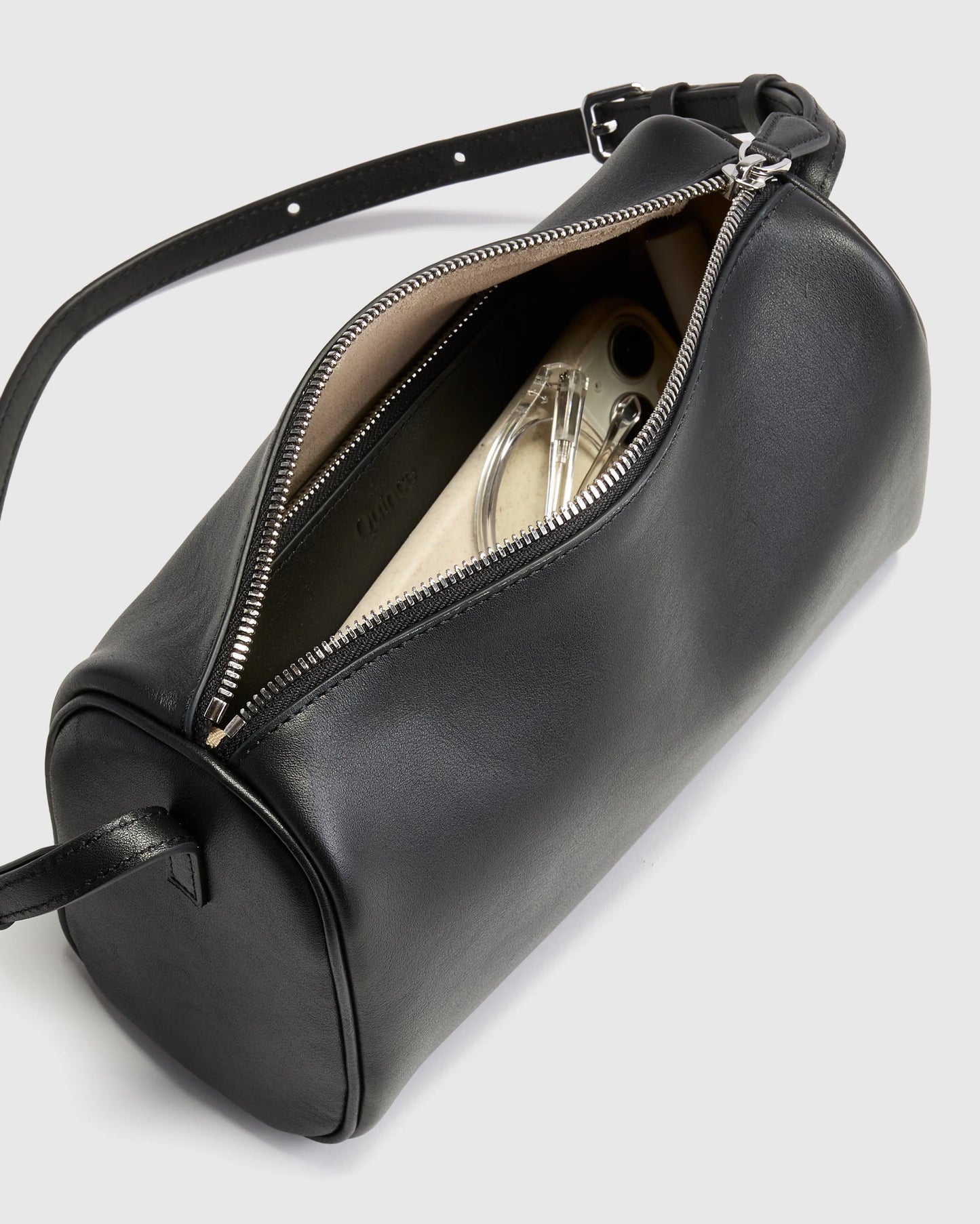 Italian Leather Mini Barrel Shoulder Bag - One Size / Dark Brown