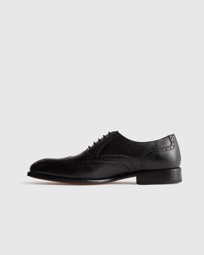Italian Leather Wingtip Oxford - 7 / Cognac