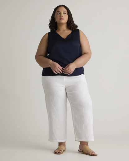 Washable Stretch Silk Tank - 1X / Navy