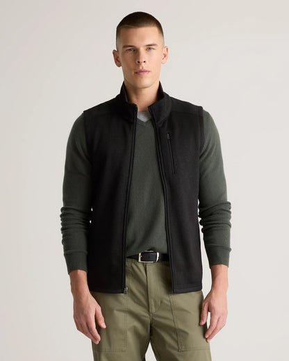 Sweater-Knit Fleece Full-Zip Vest - S / Heather Mineral Green