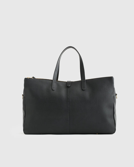 Italian Leather Triple Compartment Weekender - One Size / Black