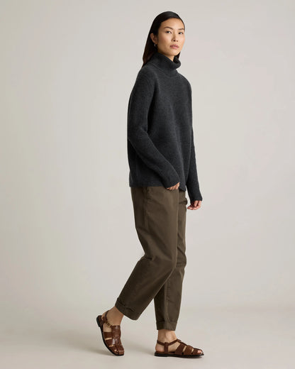 Mongolian Cashmere Fisherman Turtleneck Sweater - XS / Black