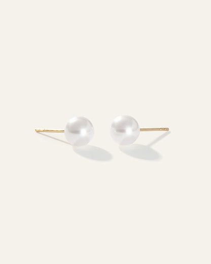 14K Gold Freshwater Cultured Pearl Studs - One Size / Yellow Gold