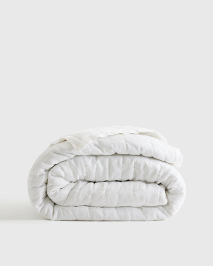 European Linen Dream Quilt - Twin / White