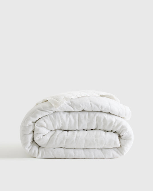 European Linen Dream Quilt - Twin / White