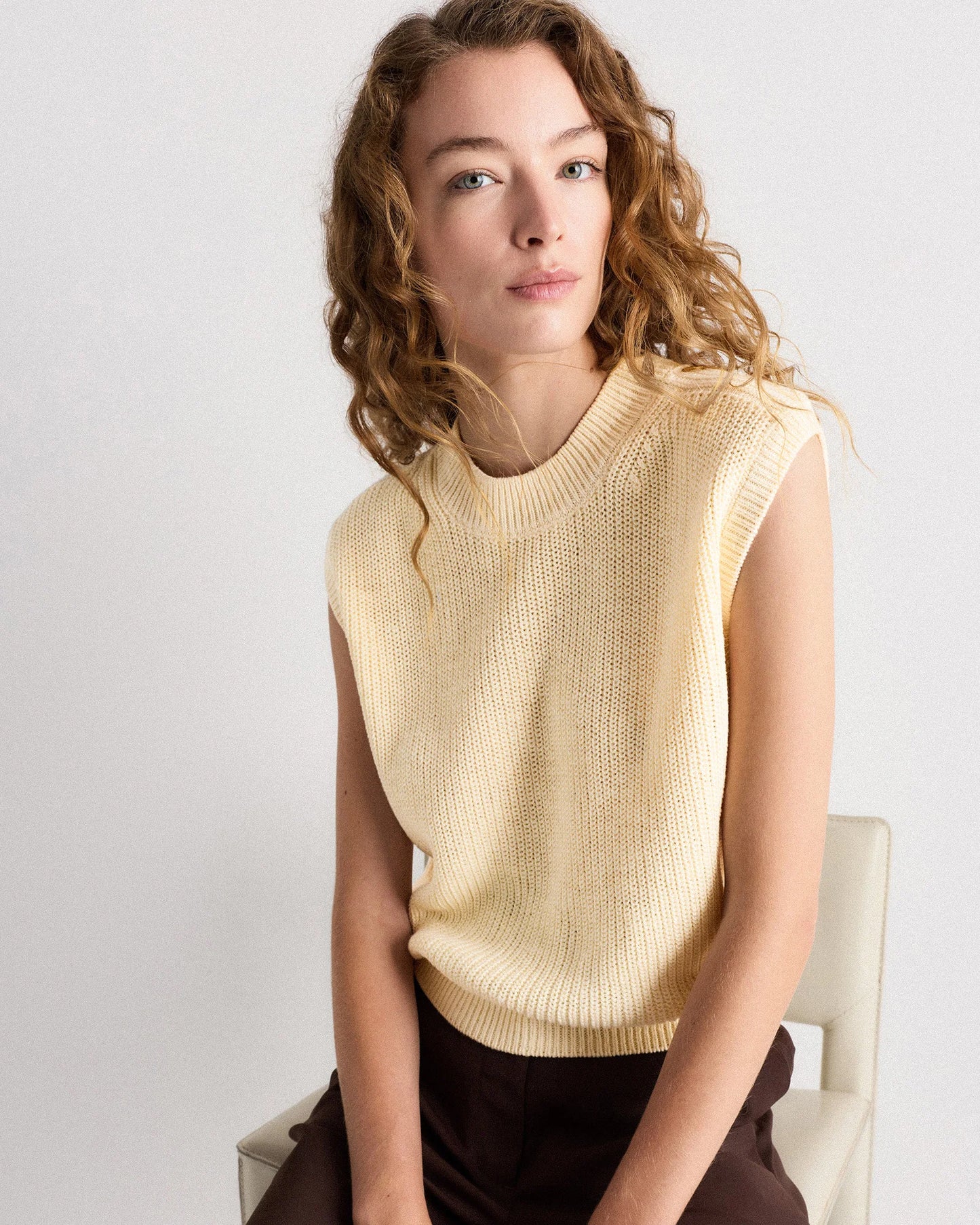Cotton Linen Sweater Tank - XS / Canyon Burnt Orange