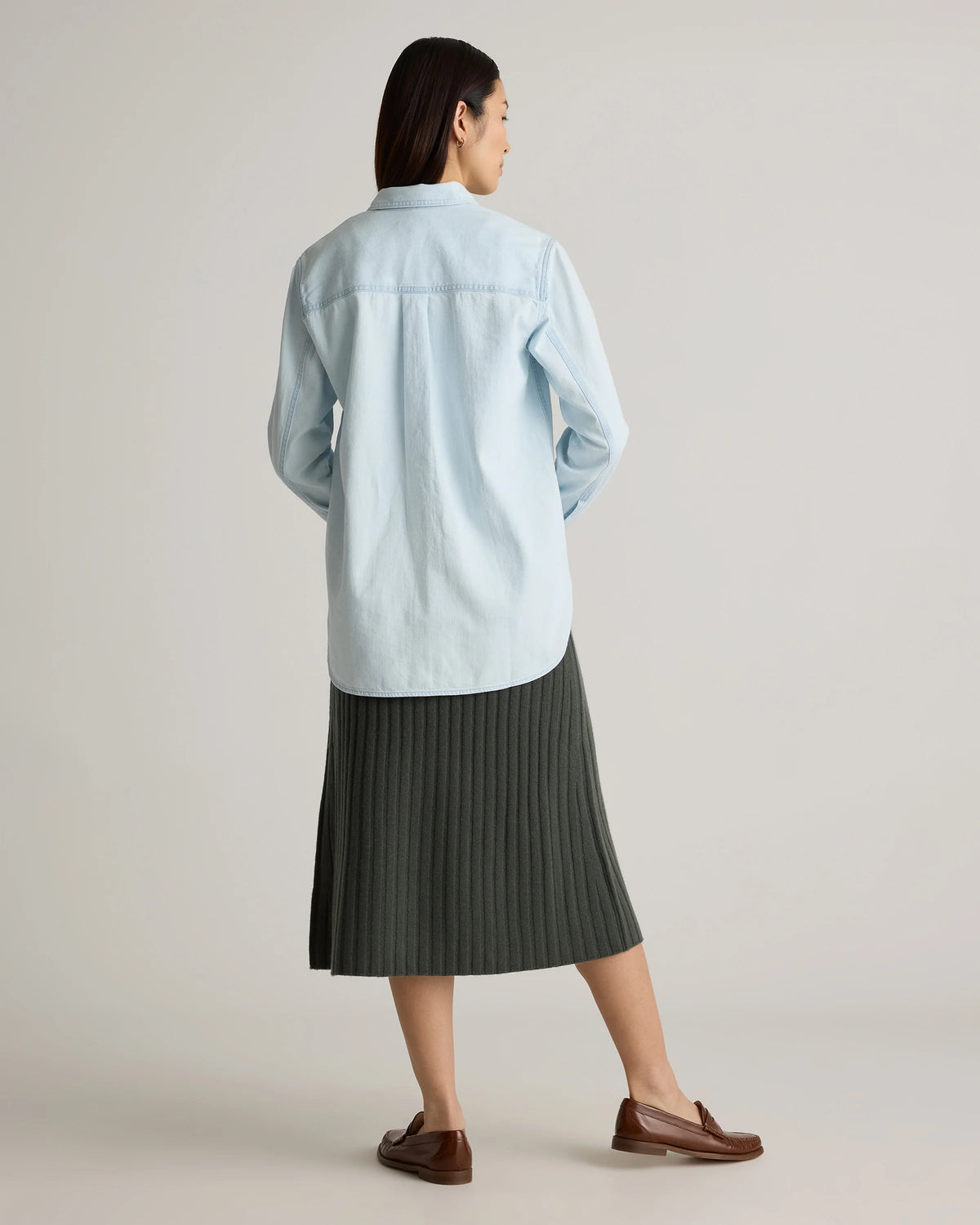 Mongolian Cashmere Midi Skirt - XS / Brown