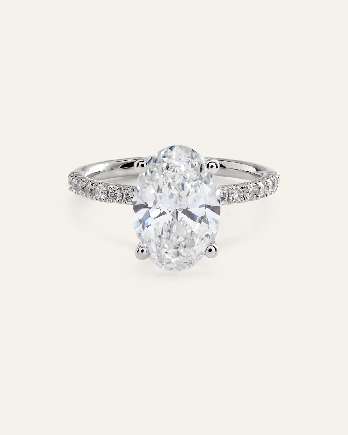 Lab Grown Diamond Oval Petite Pave Engagement Ring - 3ct - 4 / Yellow Gold
