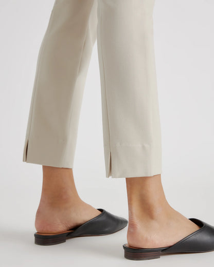 Ultra-Stretch Ponte Pintuck Ankle Pants - XS / Ecru