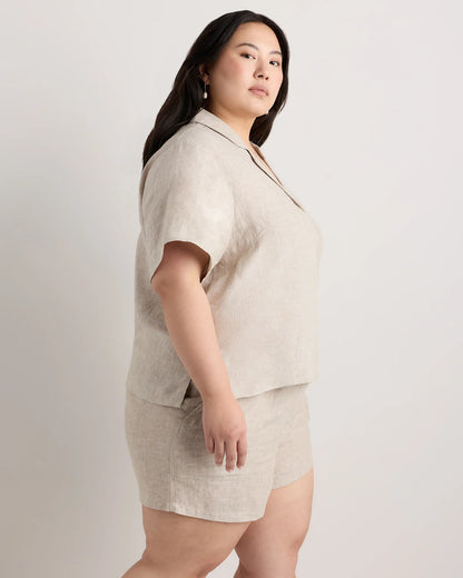 100% European Linen Short Sleeve Shirt - 1X / Flax