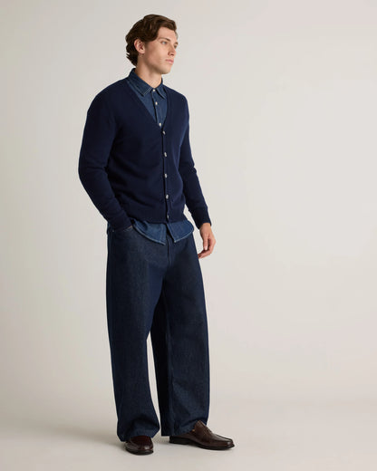 Mongolian Cashmere Cardigan Sweater - S / True Navy