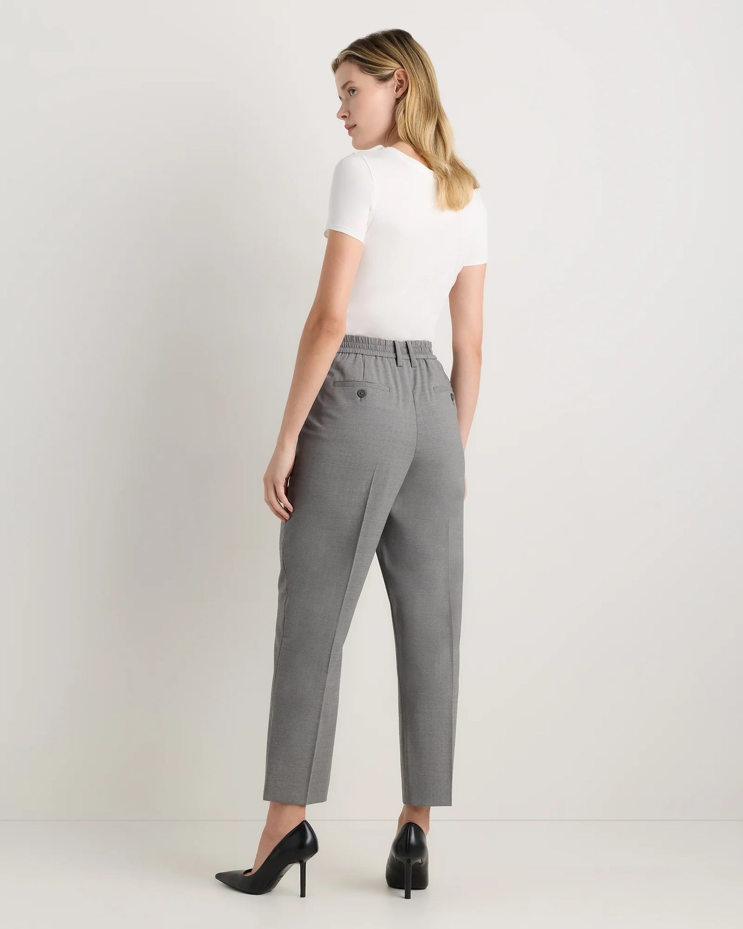 Italian Wool Slim Leg Ankle Pants - 0 / Grey Melange
