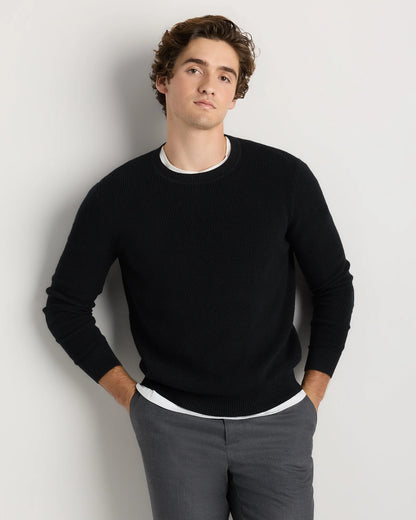 Organic Cotton Cashmere Waffle Crewneck Sweater - S / Bayberry Olive