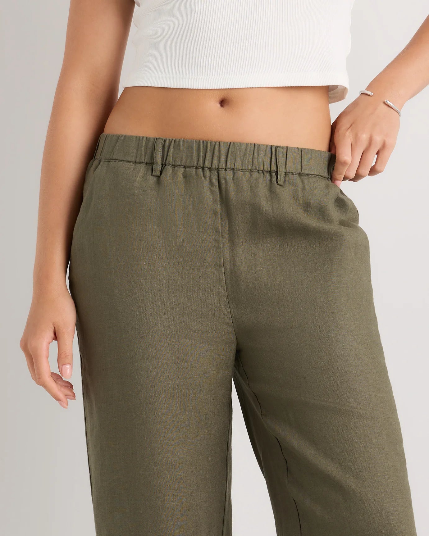 100% European Linen Pants - XS / White