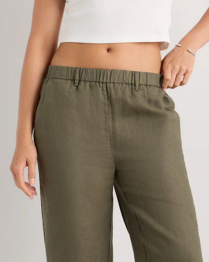 100% European Linen Pants - XS / White