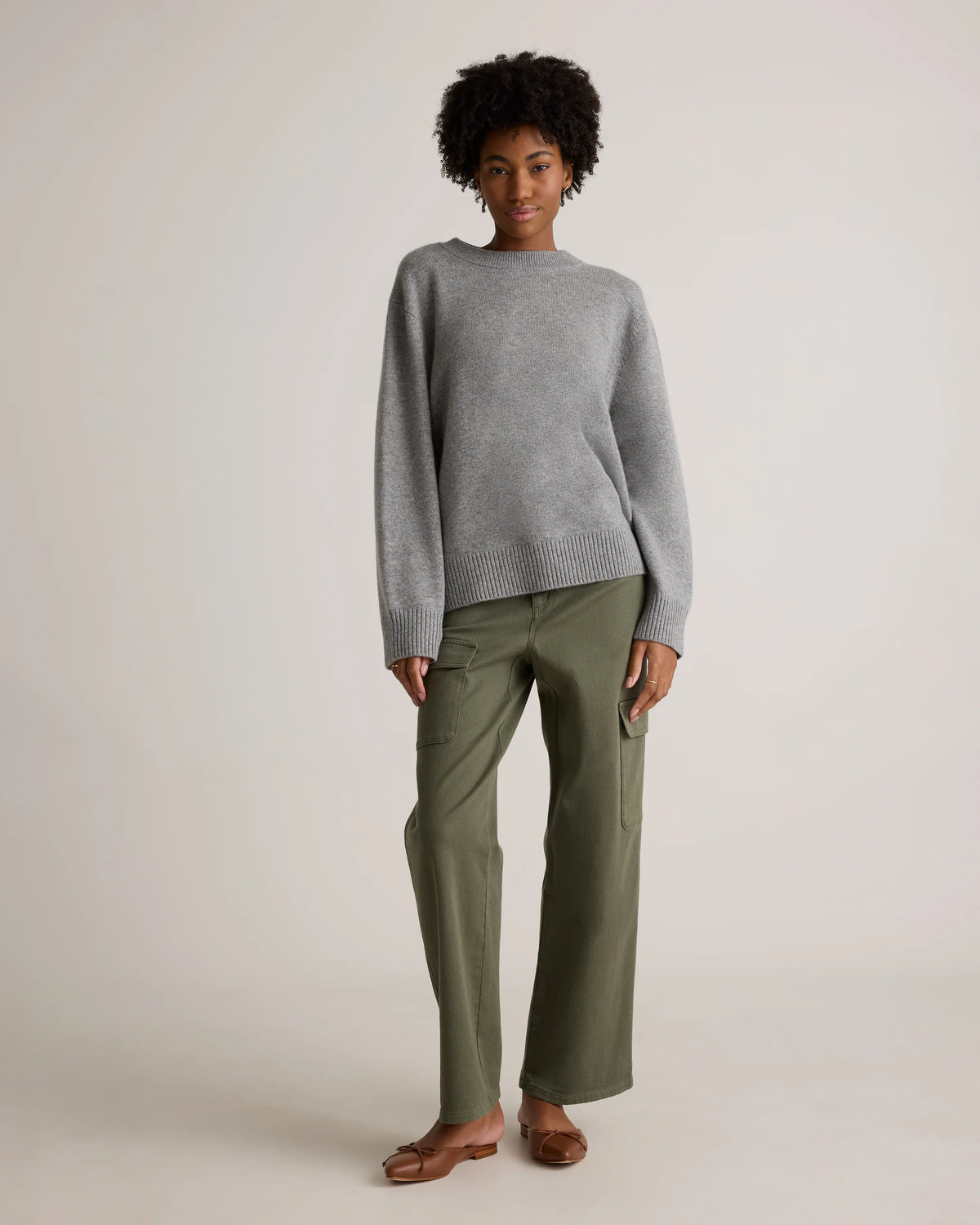 Organic Stretch Cotton Twill Cargo Pants - 0 / Light Khaki